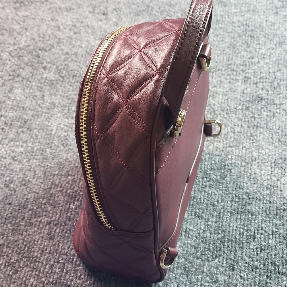 Kate Spade Natalia Mini Convertible Backpack Cherrywood Quilted Leather - Picture 11 of 13